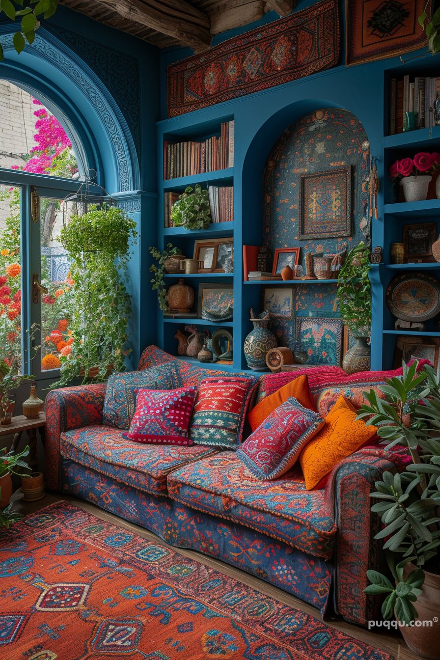 Boho Maximalist Living Room Designs - Puqqu