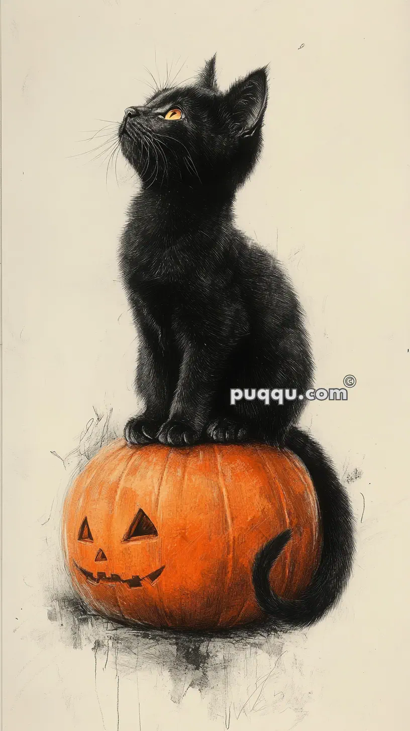 A black cat sitting on an orange jack-o'-lantern.