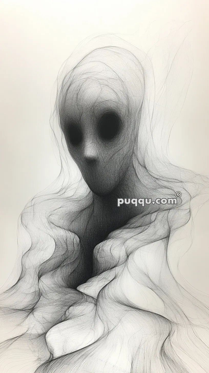 Ethereal figure with dark eye sockets and flowing, translucent tendrils.