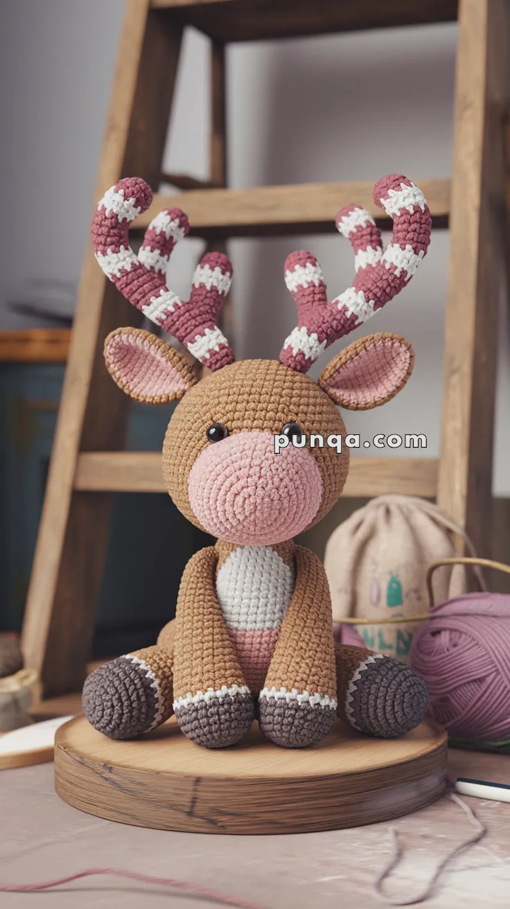 Amigurumi Candy Cane Reindeer – FREE Crochet Pattern