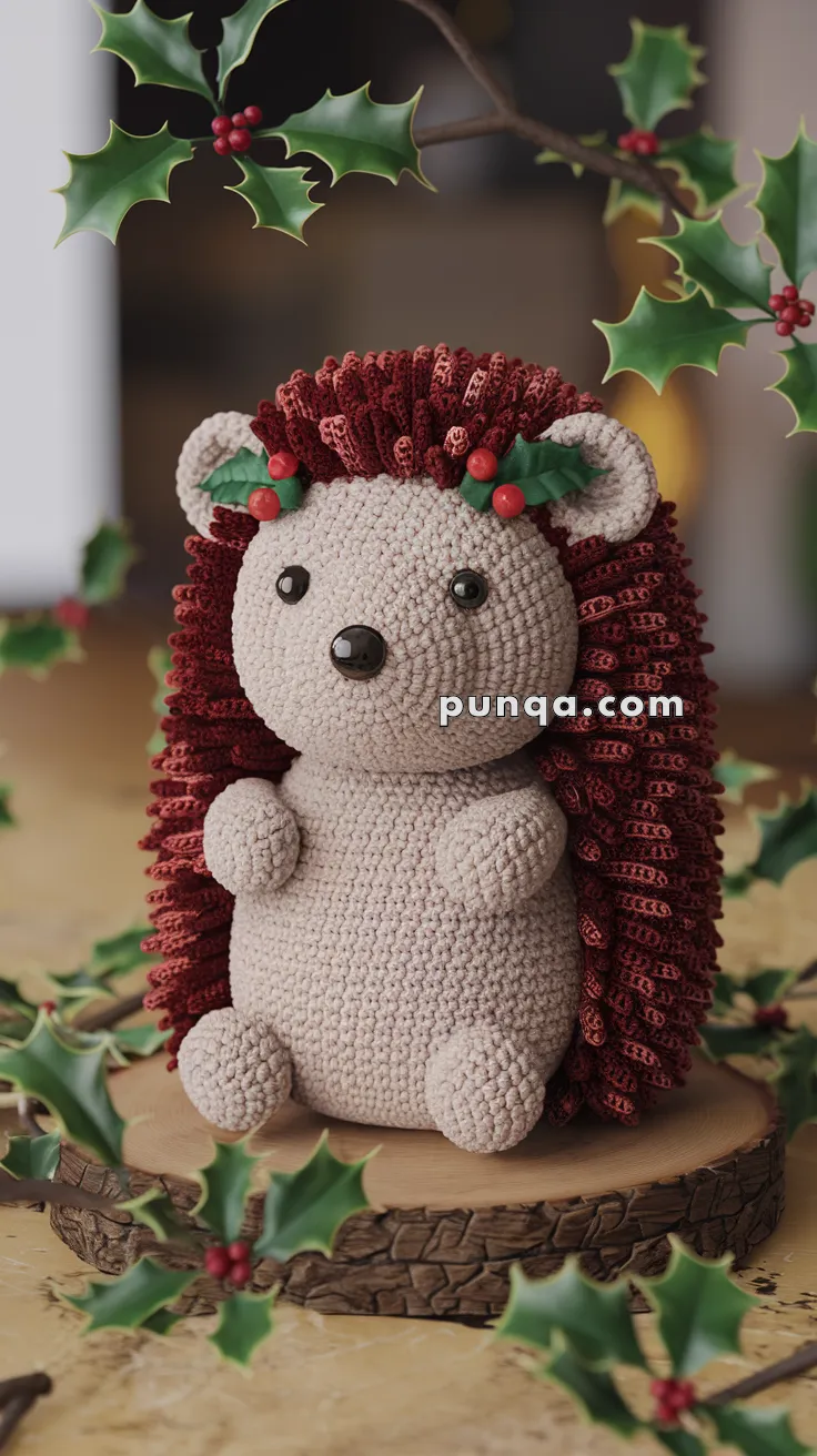 Amigurumi Christmas Hedgehog With Holly – FREE Crochet Pattern