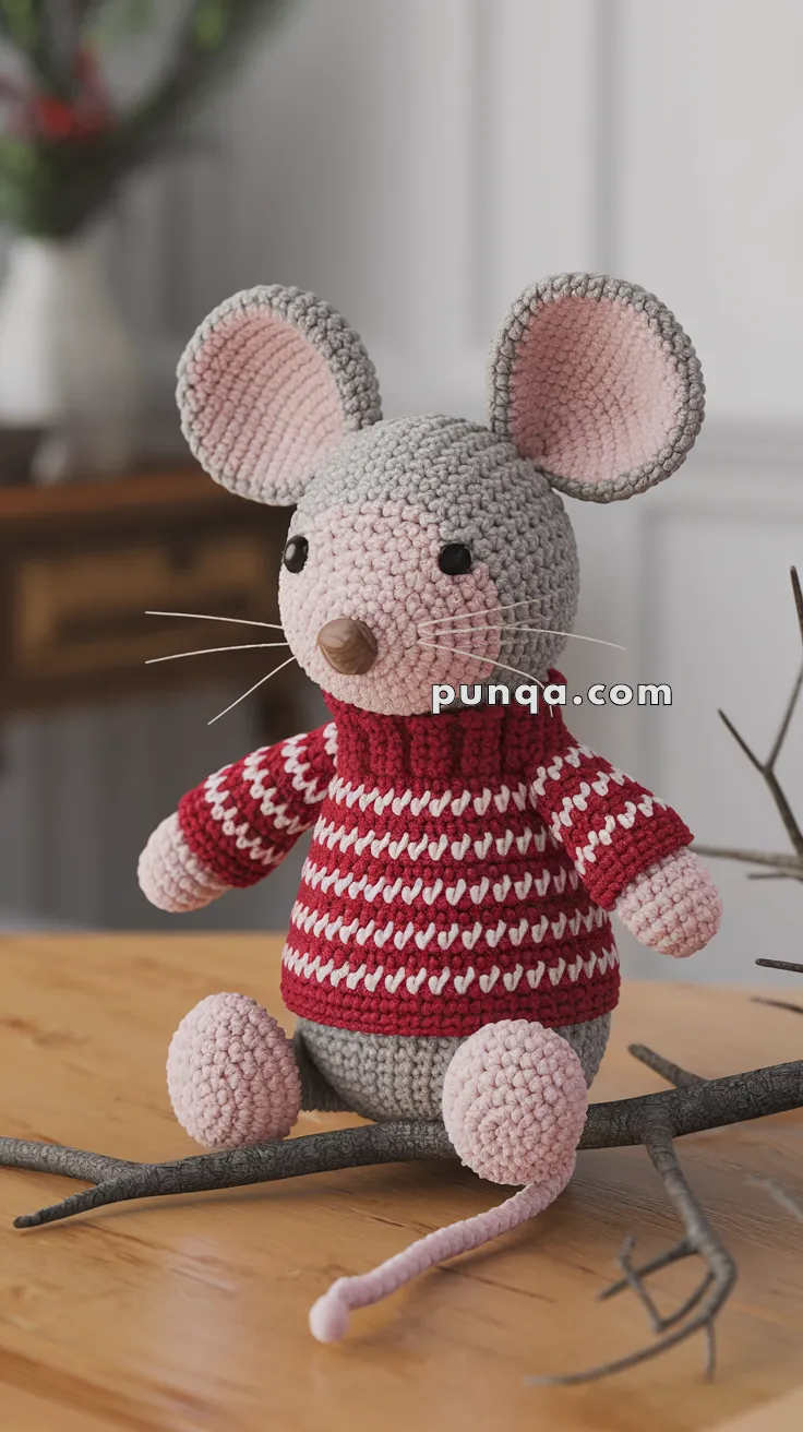 Amigurumi Christmas Mouse In Sweater – FREE Crochet Pattern