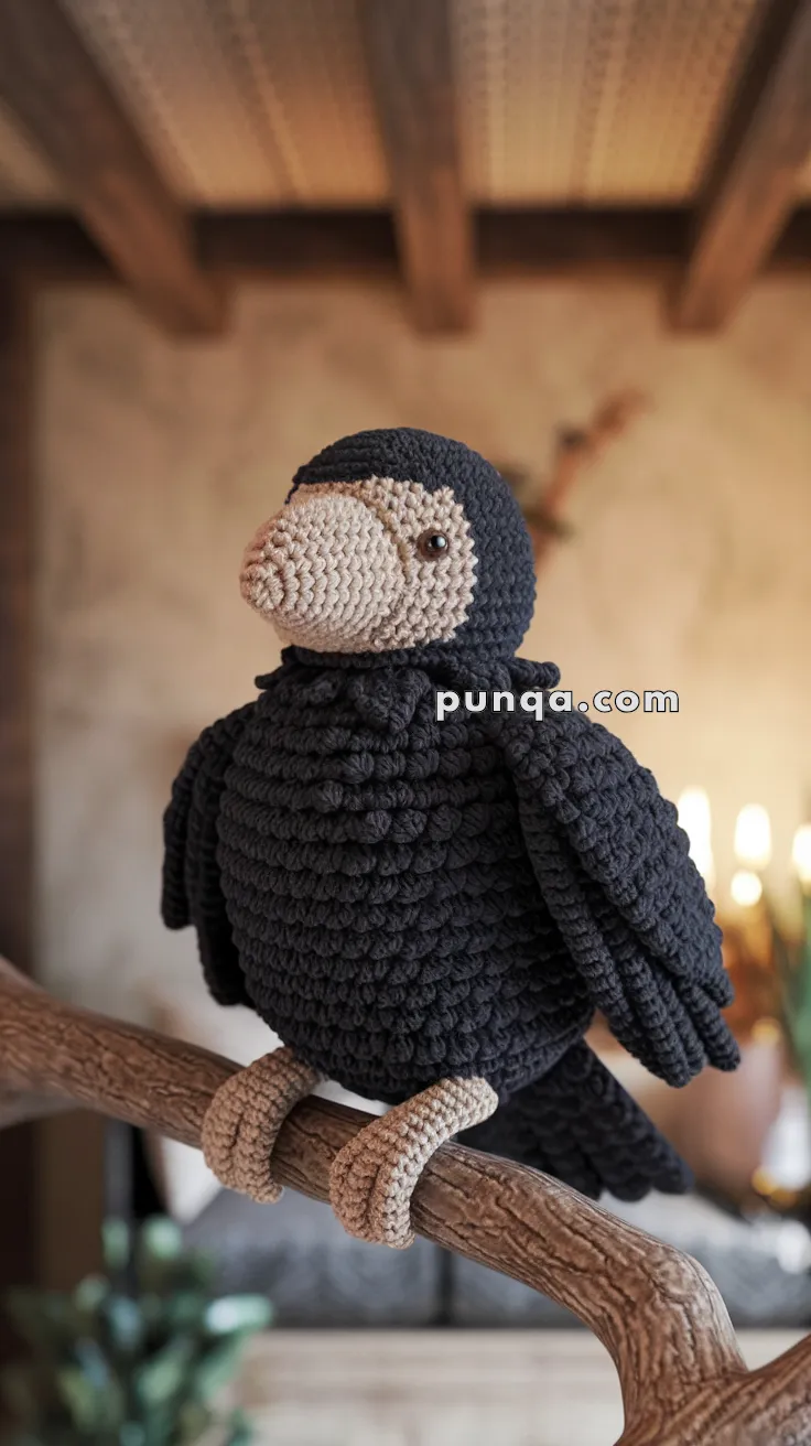 Realistic crochet image for Amigurumi Crow - FREE Crochet Pattern