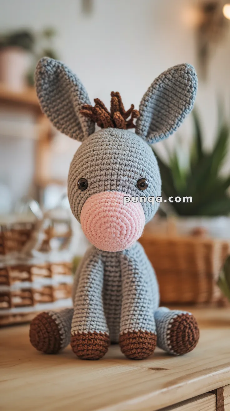 Realistic crochet image for Amigurumi Donkey - FREE Crochet Pattern