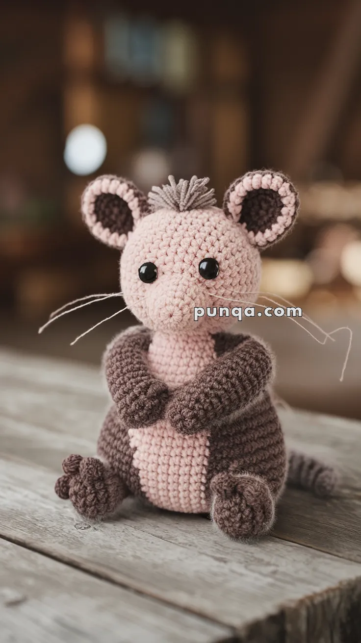 Realistic crochet image for Amigurumi Opossum - FREE Crochet Pattern