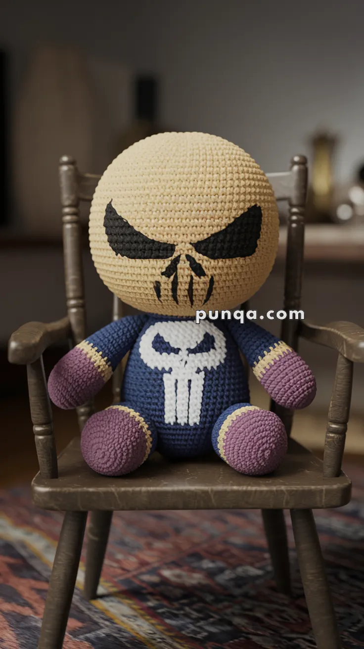 Realistic crochet image for Amigurumi Punisher - FREE Crochet Pattern
