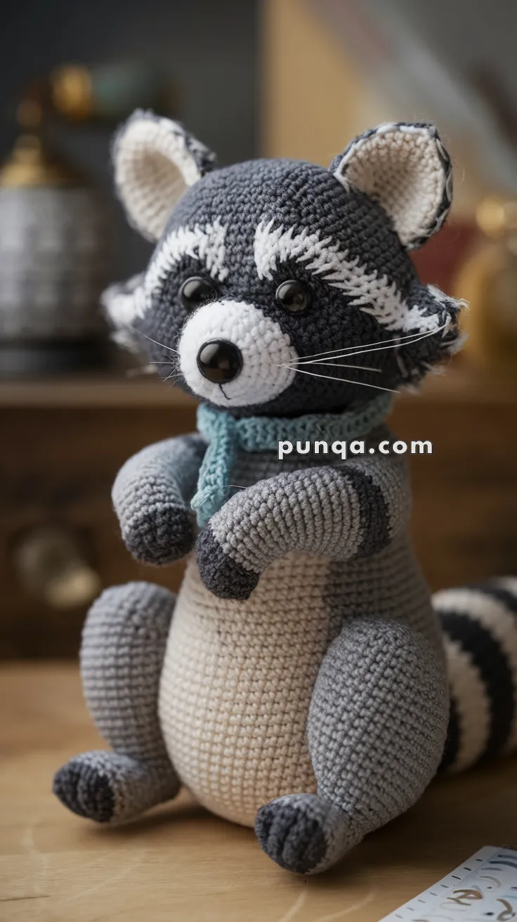 Realistic crochet image for Amigurumi Raccoon - FREE Crochet Pattern