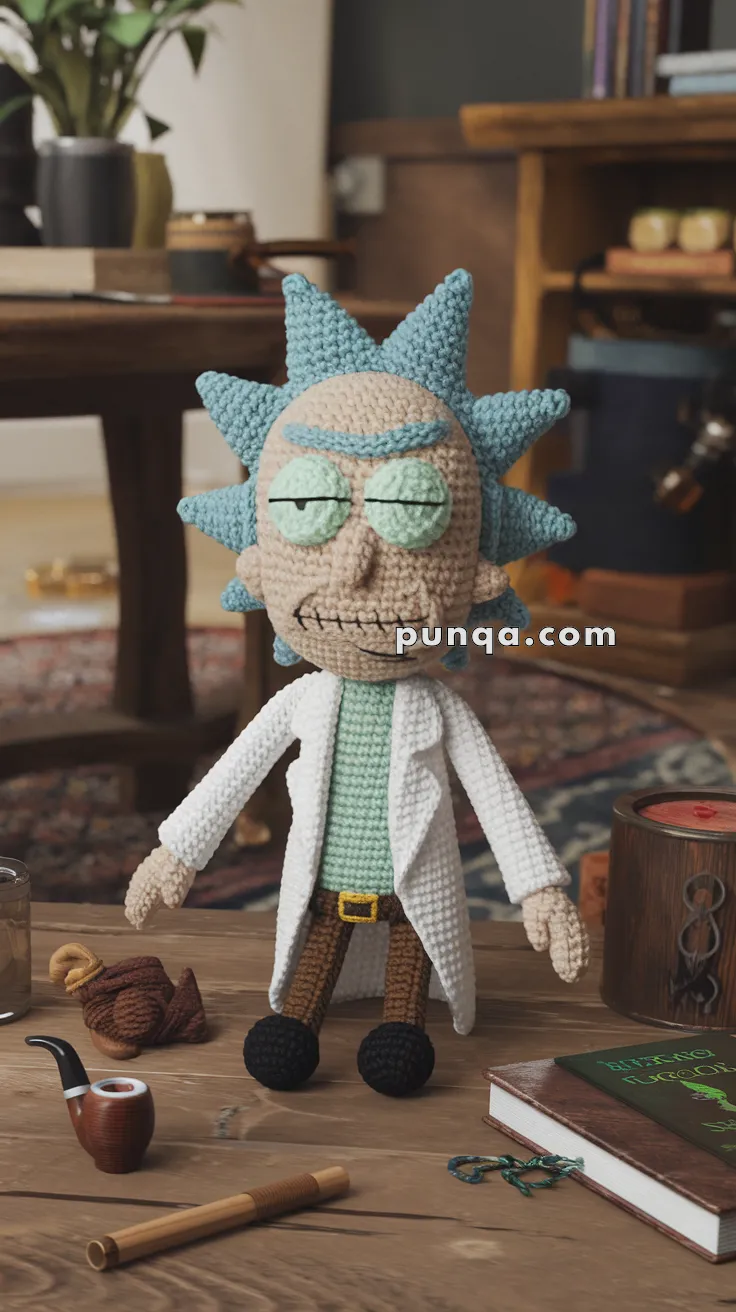 Realistic crochet image for Amigurumi Rick Sanchez - FREE Crochet Pattern