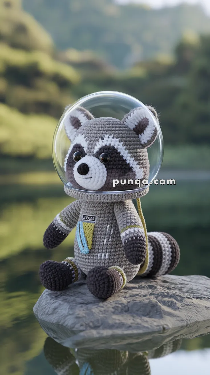 Realistic crochet image for Amigurumi Rocket Raccoon - FREE Crochet Pattern