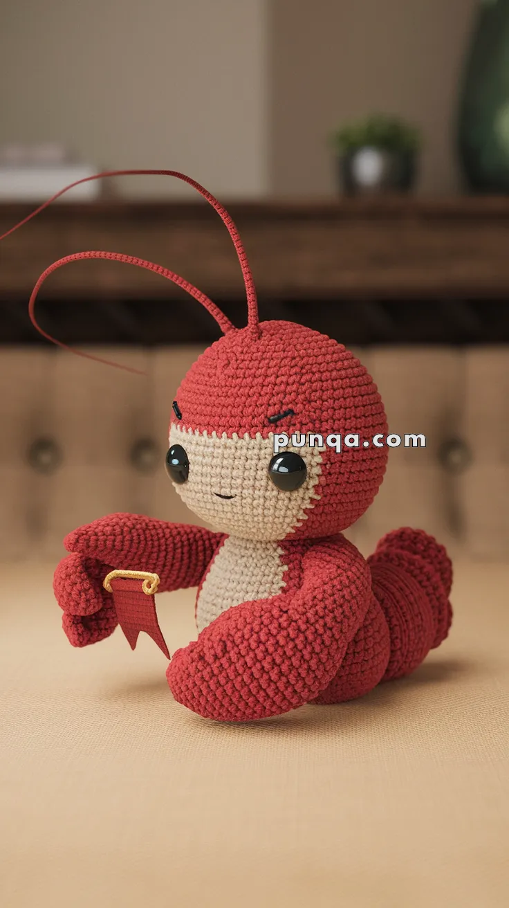 Realistic crochet image for Amigurumi Shrimp Baby - FREE Crochet Pattern