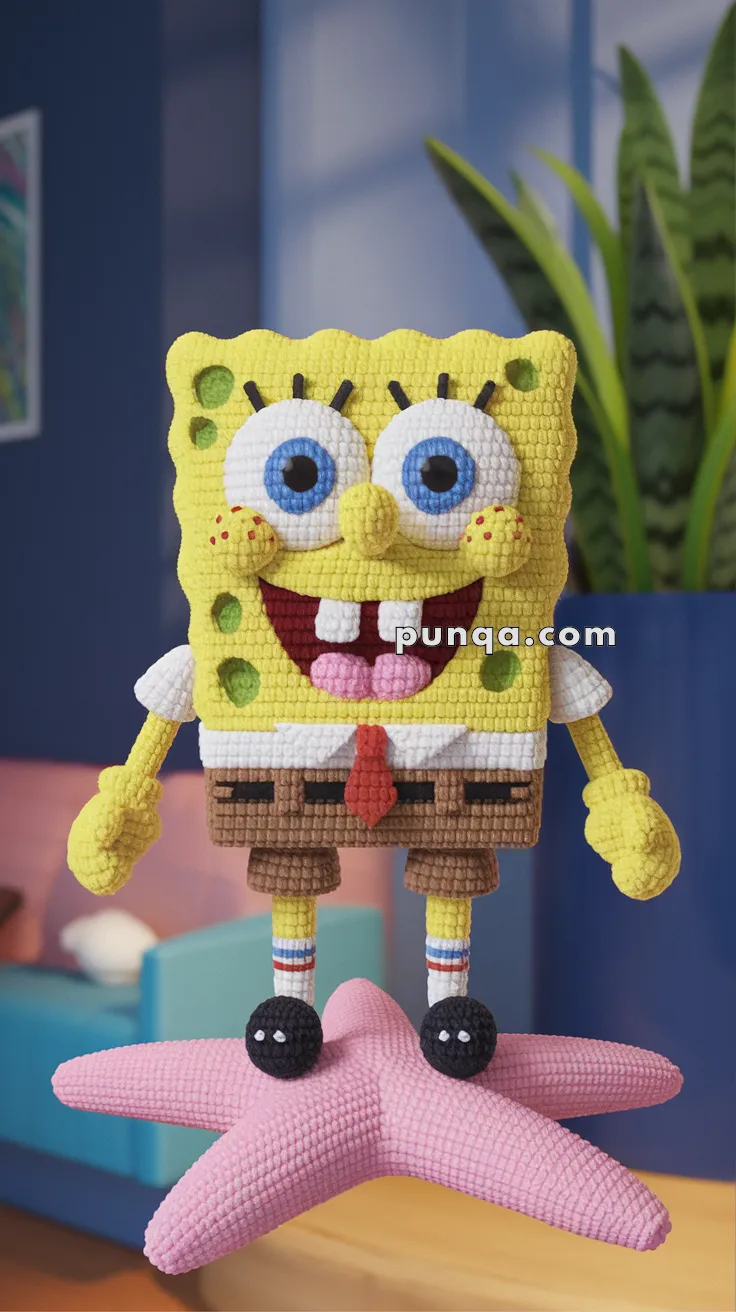 Realistic crochet image for Amigurumi Spongebob Squarepants - FREE Crochet Pattern