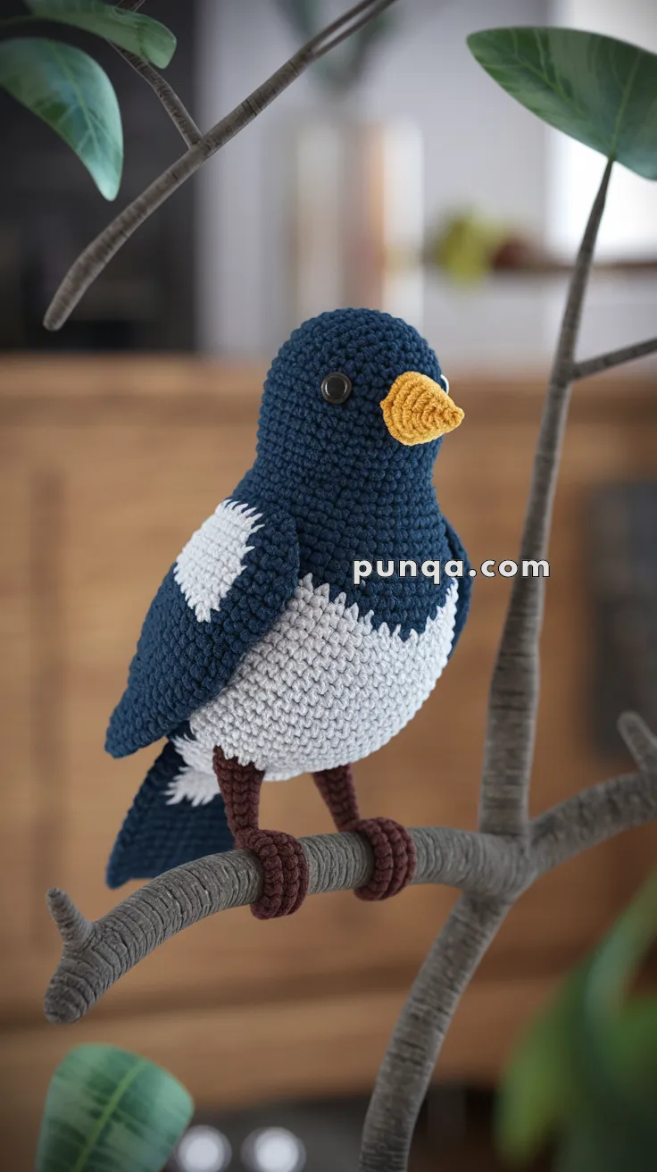 Realistic crochet image for Amigurumi Starling - FREE Crochet Pattern