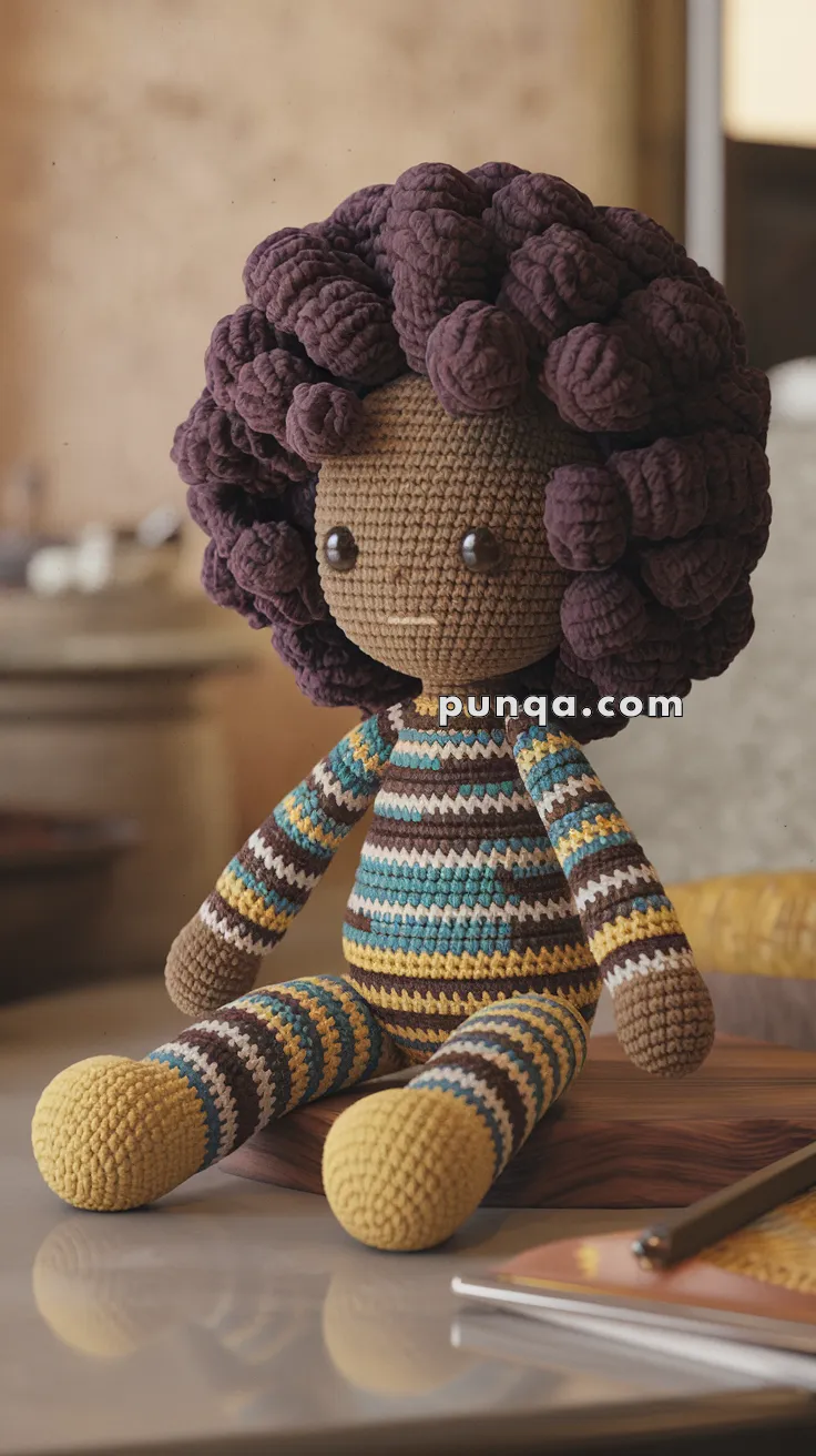 Amigurumi Black Doll With Afro Hair – FREE Crochet Pattern
