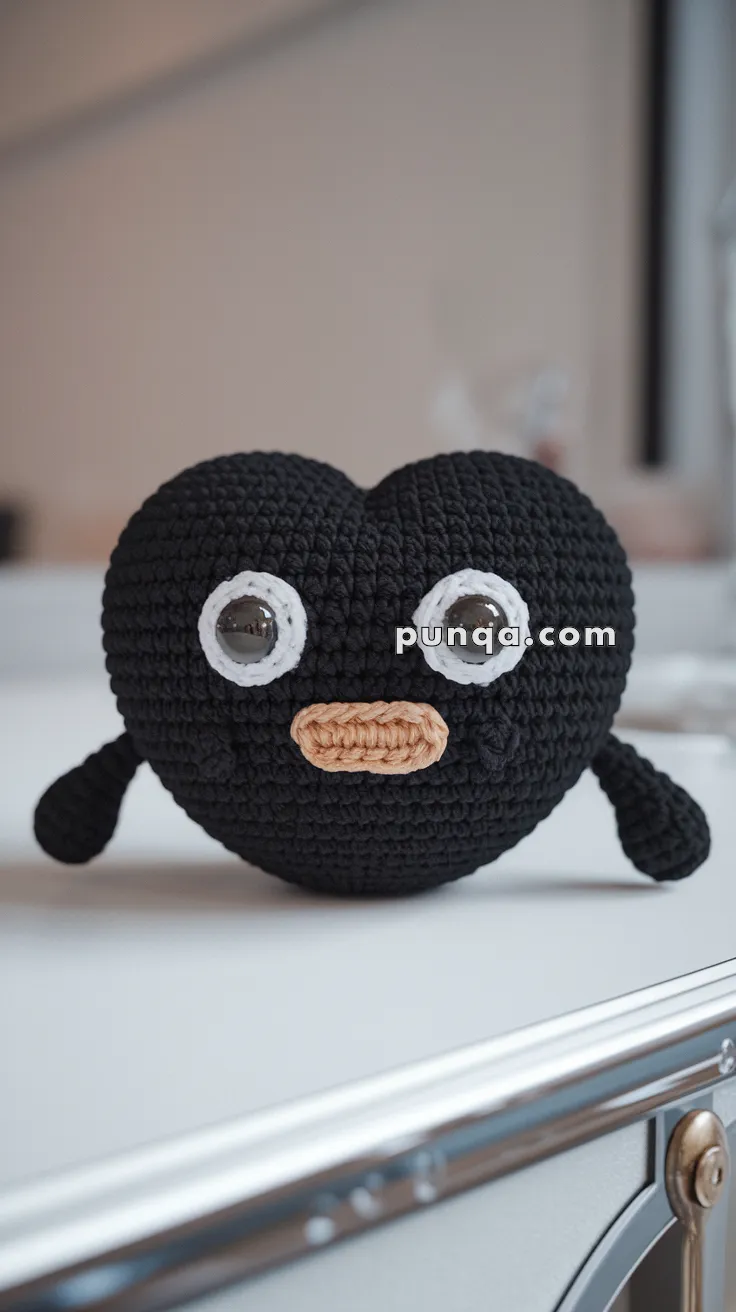 Realistic crochet image for Amigurumi Black Heart - FREE Crochet Pattern