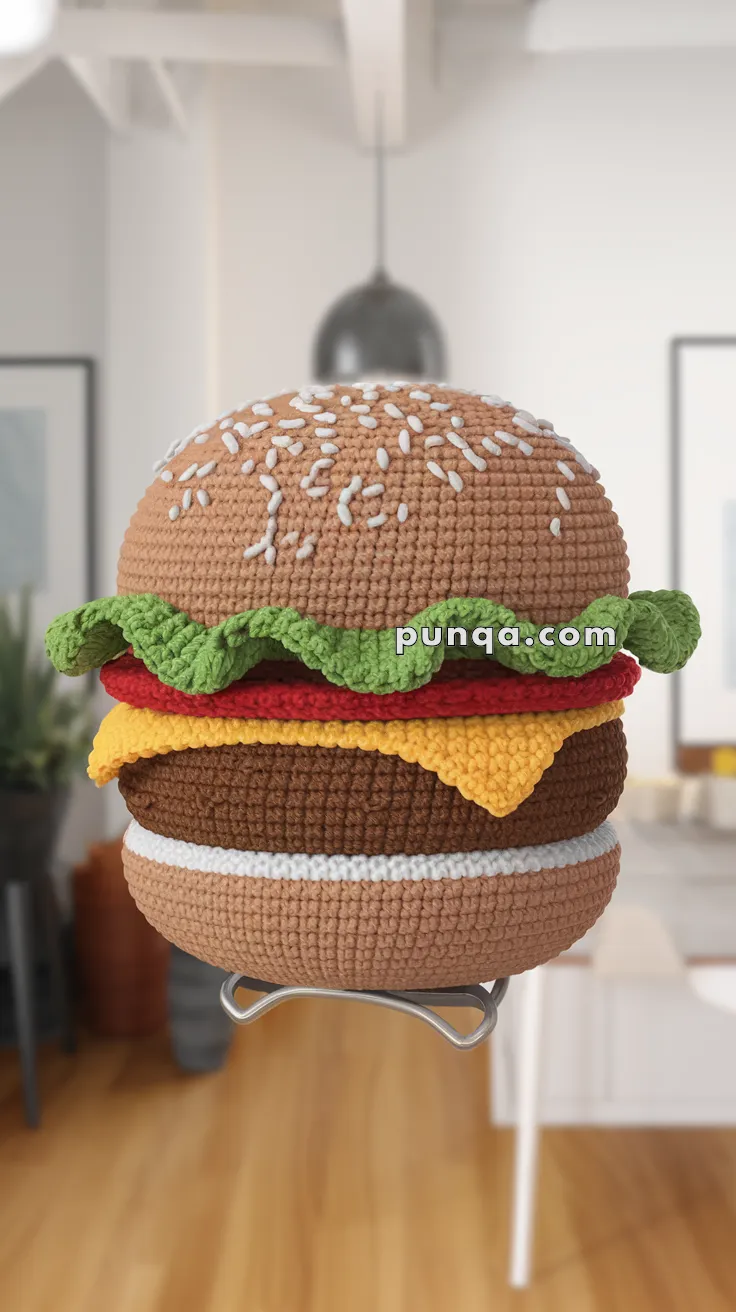Amigurumi Burger Fridge Magnet – FREE Crochet Pattern