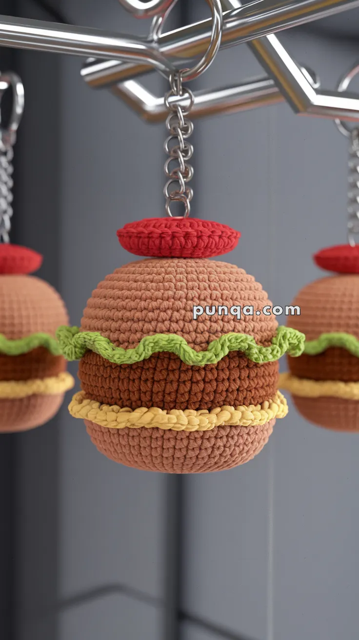 Amigurumi Burger Keychain – FREE Crochet Pattern