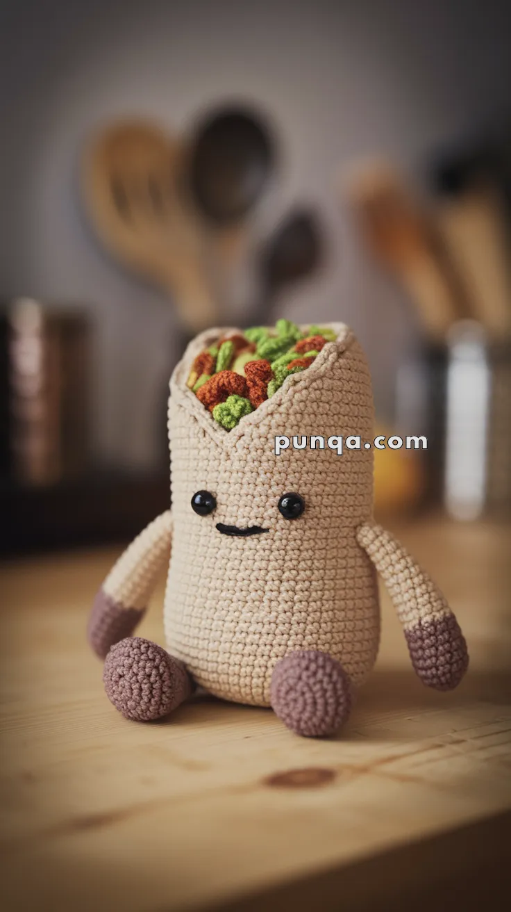 Realistic crochet image for Amigurumi Burrito Character - FREE Crochet Pattern