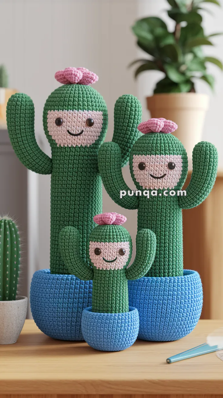 Amigurumi Cactus Family With Faces – FREE Crochet Pattern