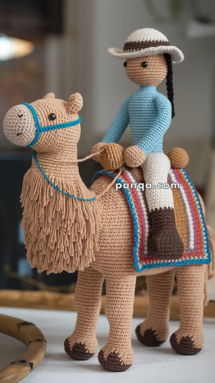 Realistic crochet image for Amigurumi Camel And Rider Duo - FREE Crochet Pattern
