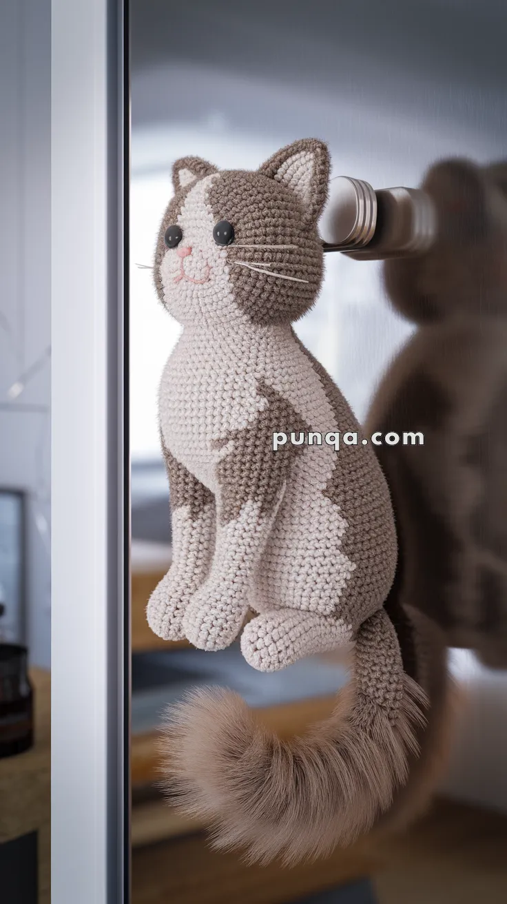Realistic crochet image for Amigurumi Cat Fridge Magnet - FREE Crochet Pattern