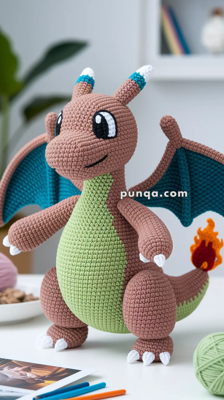 Realistic crochet image for Amigurumi Charizard - FREE Crochet Pattern