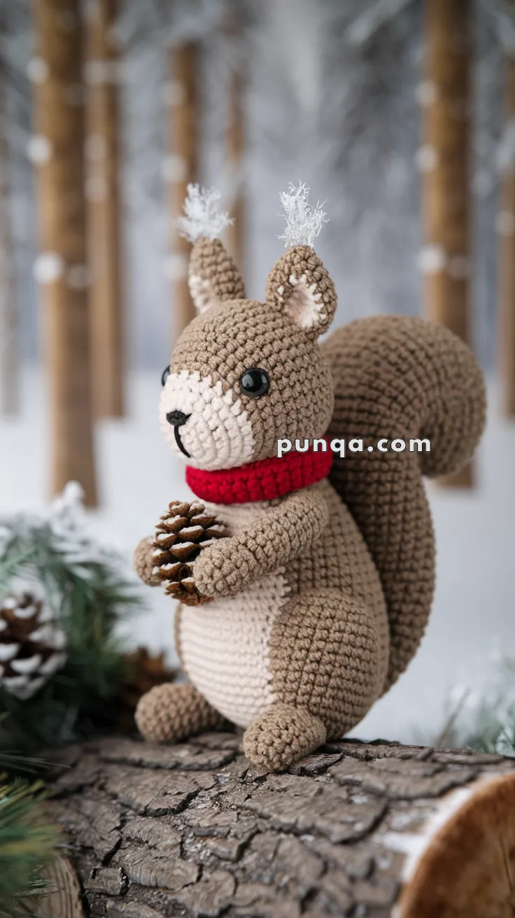 Amigurumi Christmas Squirrel With Pinecone – FREE Crochet Pattern