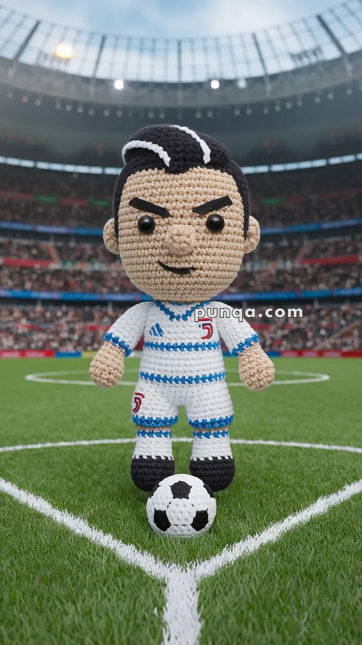 Realistic crochet image for Amigurumi Cristiano Ronaldo - FREE Crochet Pattern