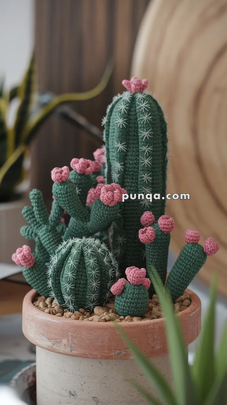 Realistic crochet image for Amigurumi Desert Cactus Cluster - FREE Crochet Pattern