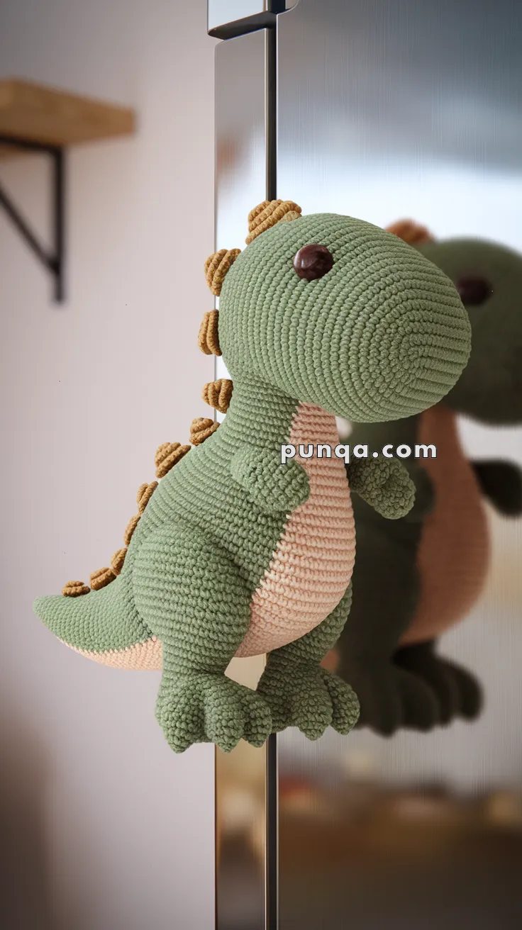 Amigurumi Dinosaur Fridge Magnet – FREE Crochet Pattern