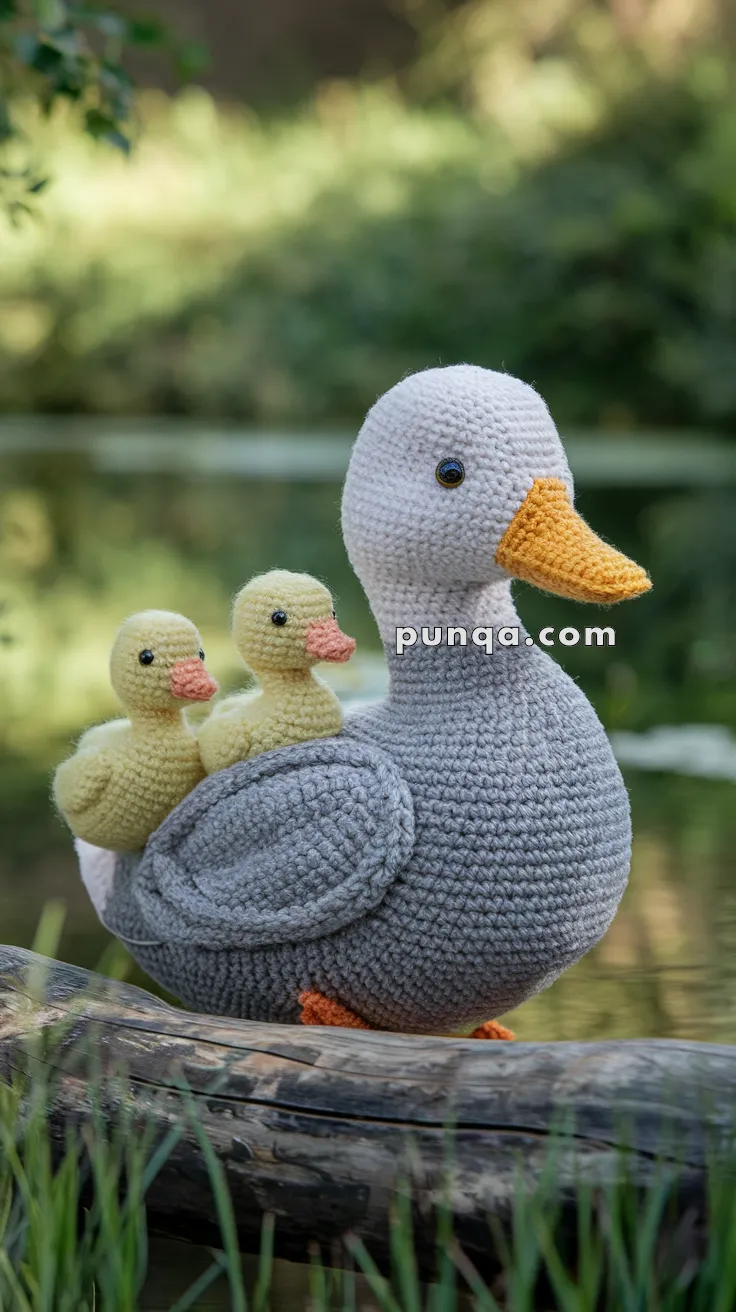 Realistic crochet image for Amigurumi Duck With Ducklings - FREE Crochet Pattern