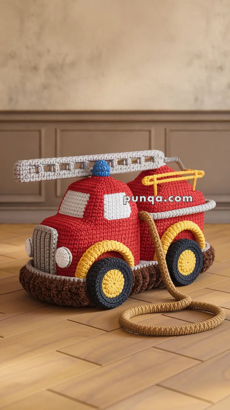 Realistic crochet image for Amigurumi Fire Truck - FREE Crochet Pattern