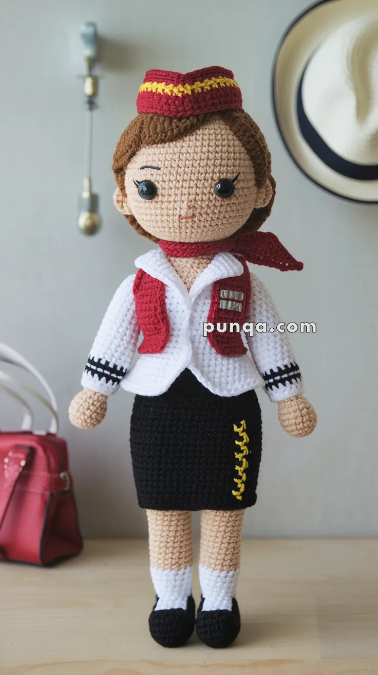 Amigurumi Flight Attendant Doll – FREE Crochet Pattern