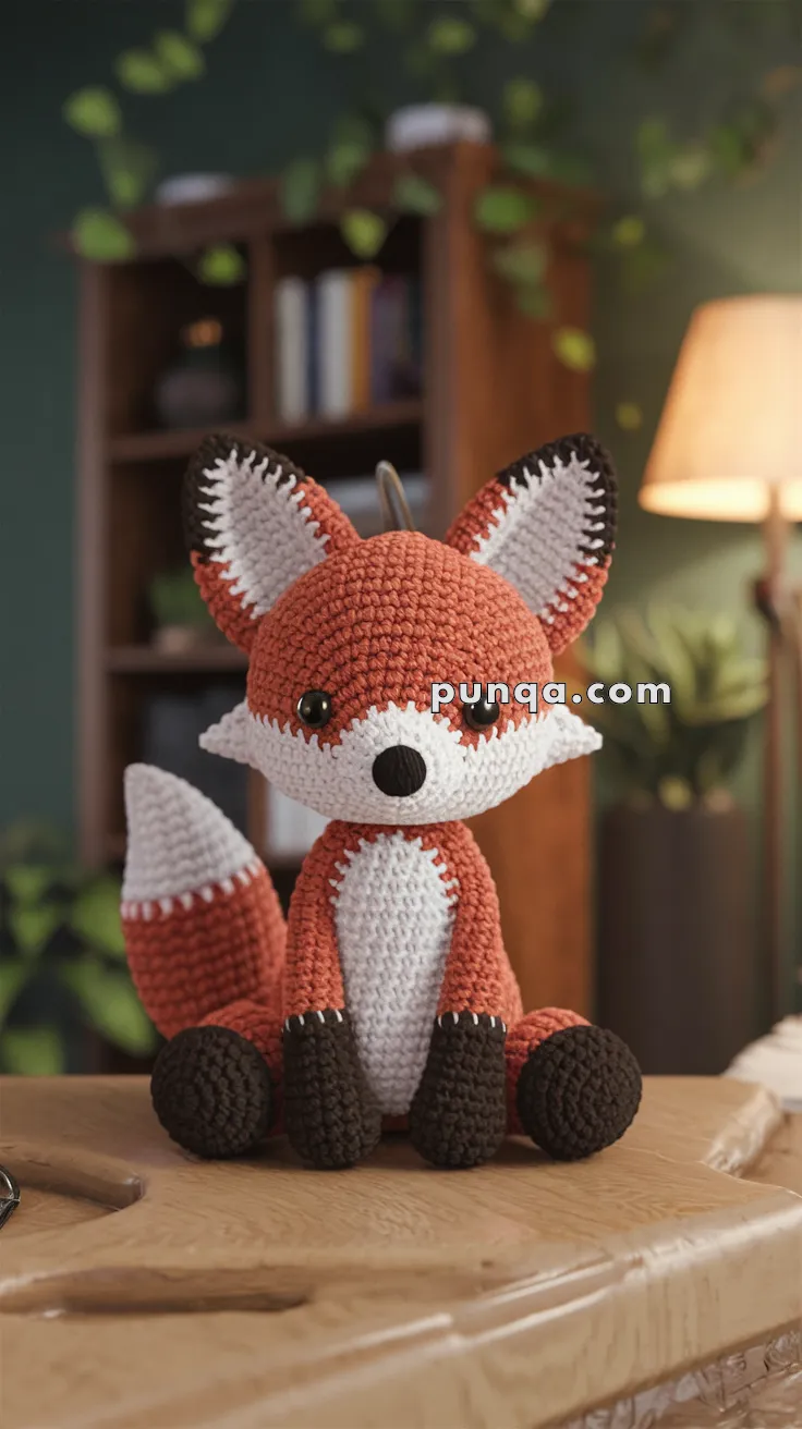 Realistic crochet image for Amigurumi Fox Keychain - FREE Crochet Pattern