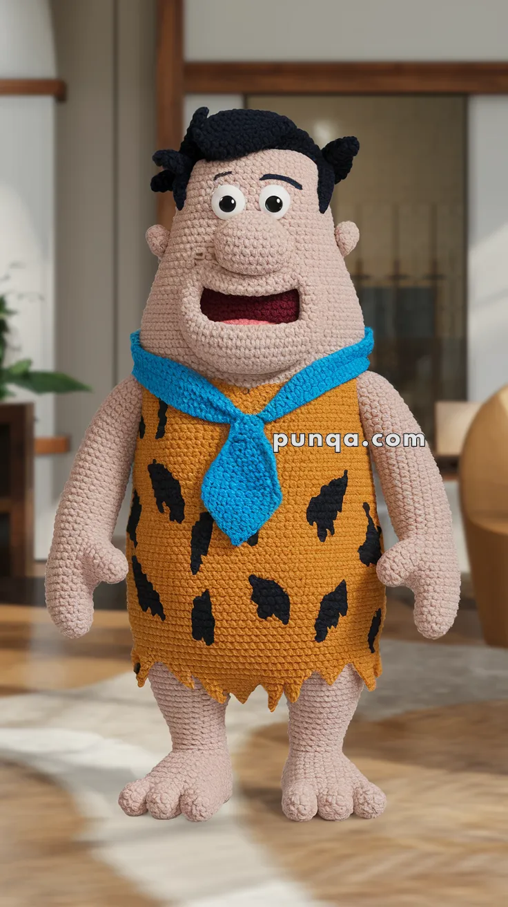 Realistic crochet image for Amigurumi Fred Flintstone - FREE Crochet Pattern