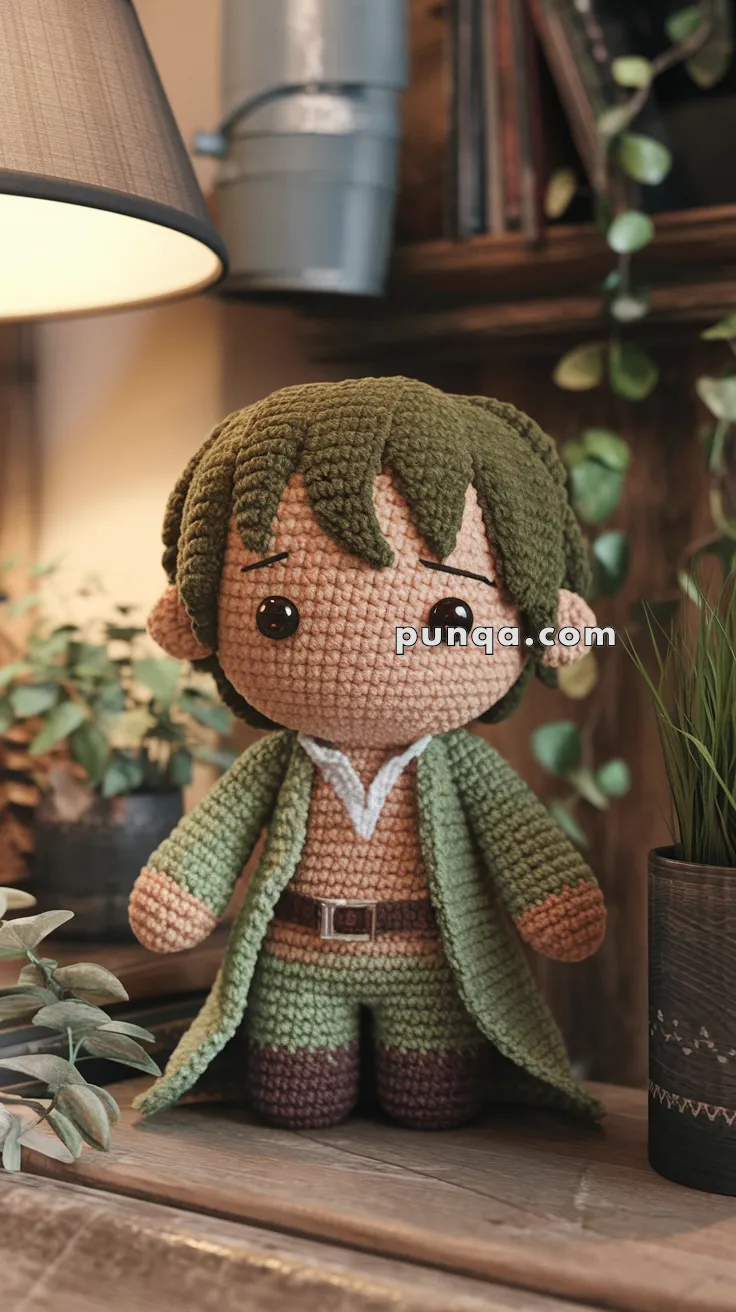 Realistic crochet image for Amigurumi Frodo Baggins - FREE Crochet Pattern
