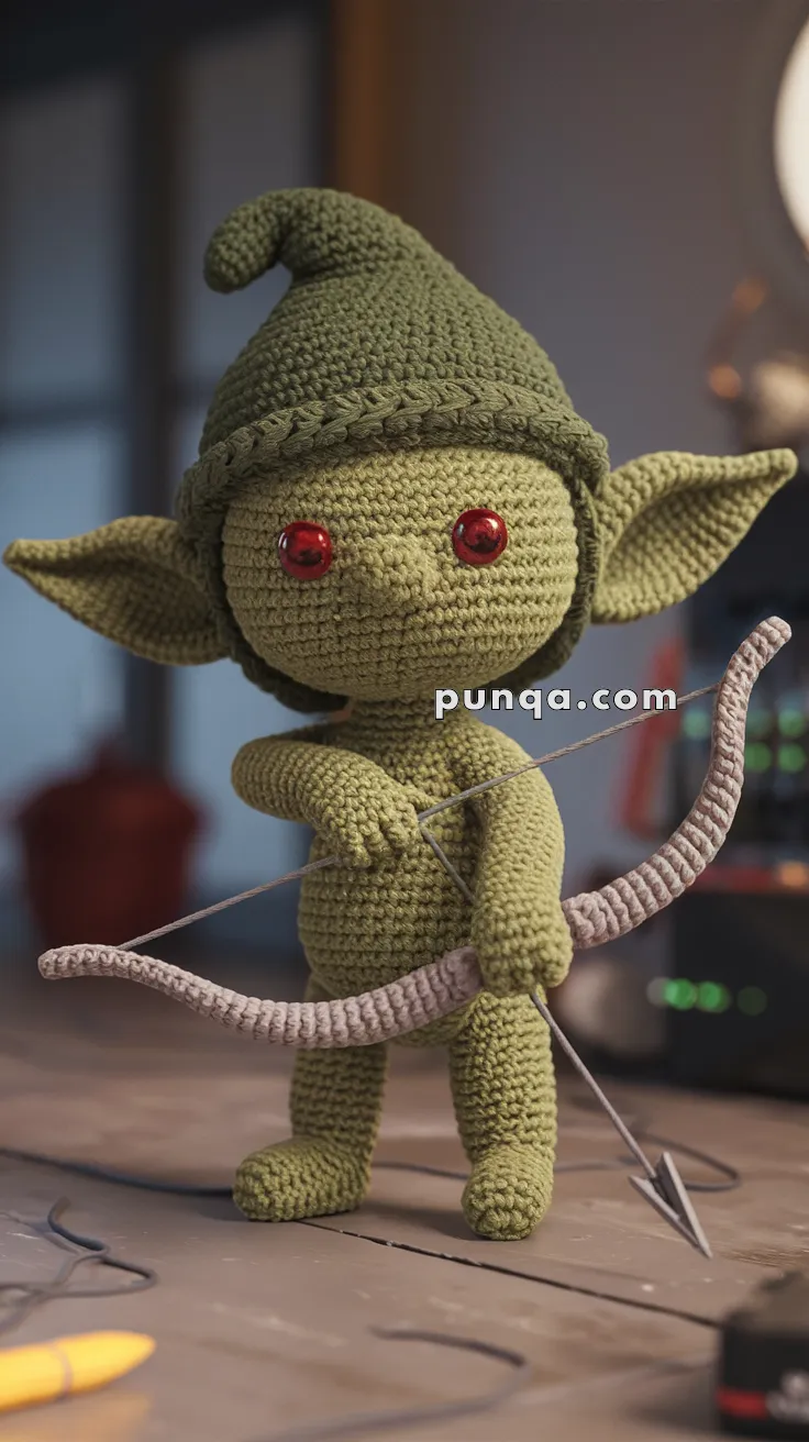 Realistic crochet image for Amigurumi Goblin Archer - FREE Crochet Pattern