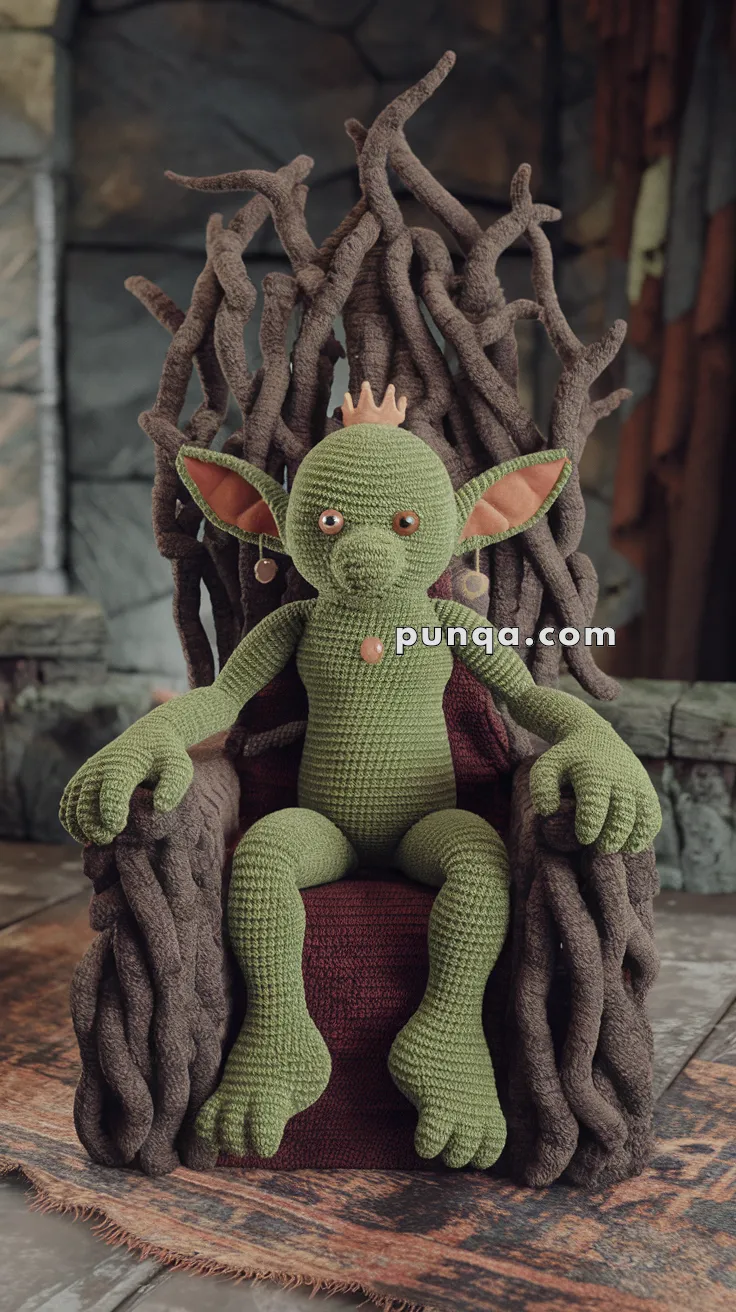 Realistic crochet image for Amigurumi Goblin King - FREE Crochet Pattern