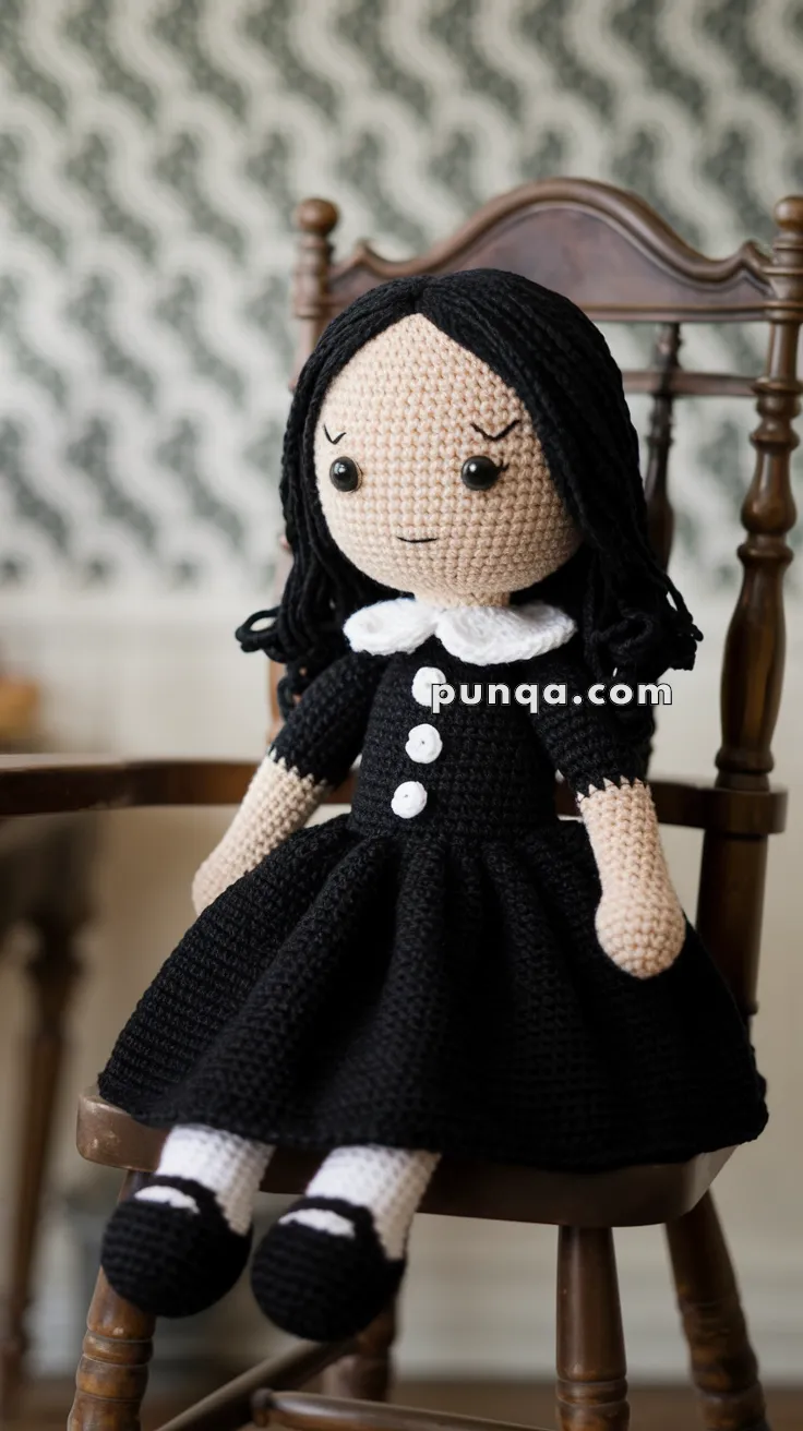 Realistic crochet image for Amigurumi Gothic Doll - FREE Crochet Pattern