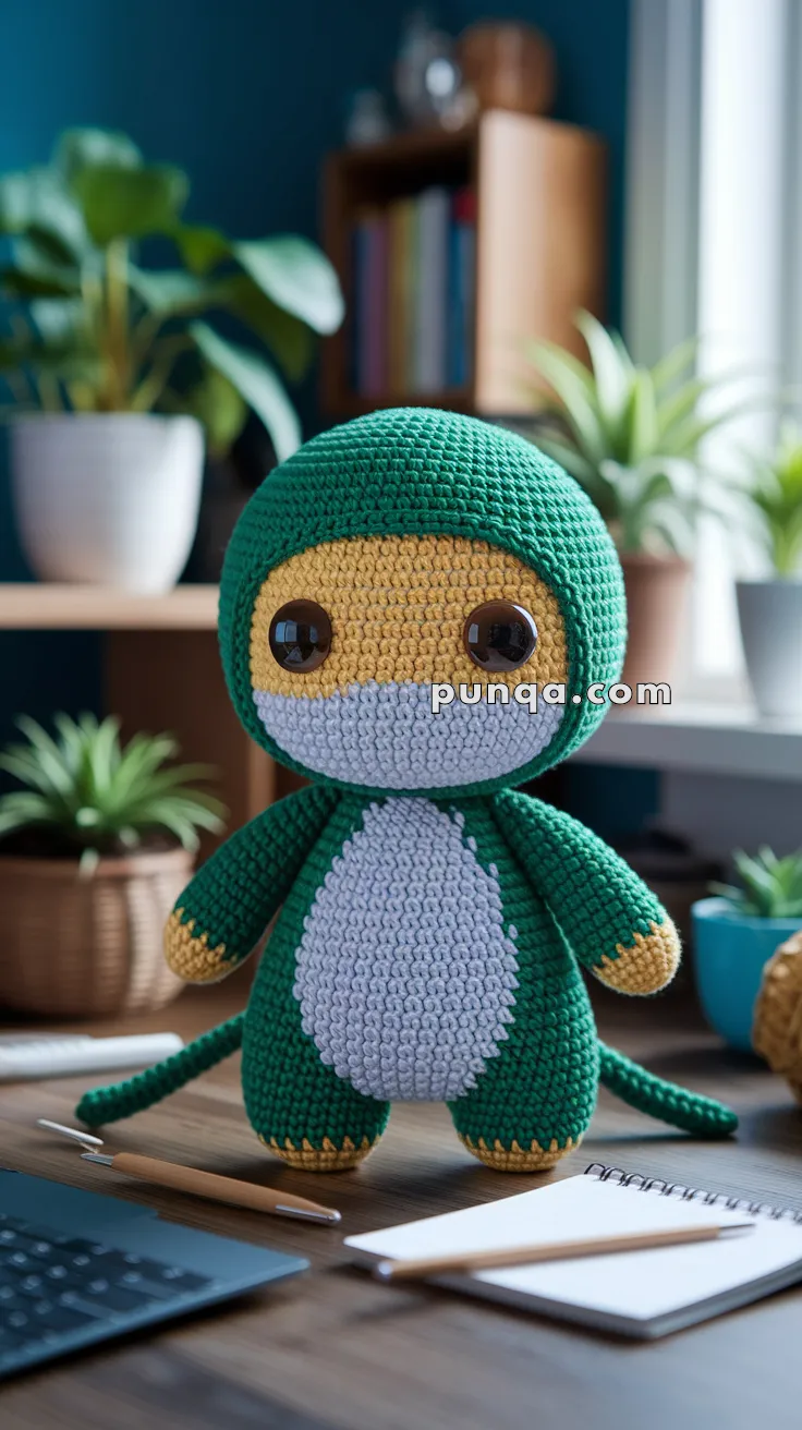 Realistic crochet image for Amigurumi Greninja - FREE Crochet Pattern
