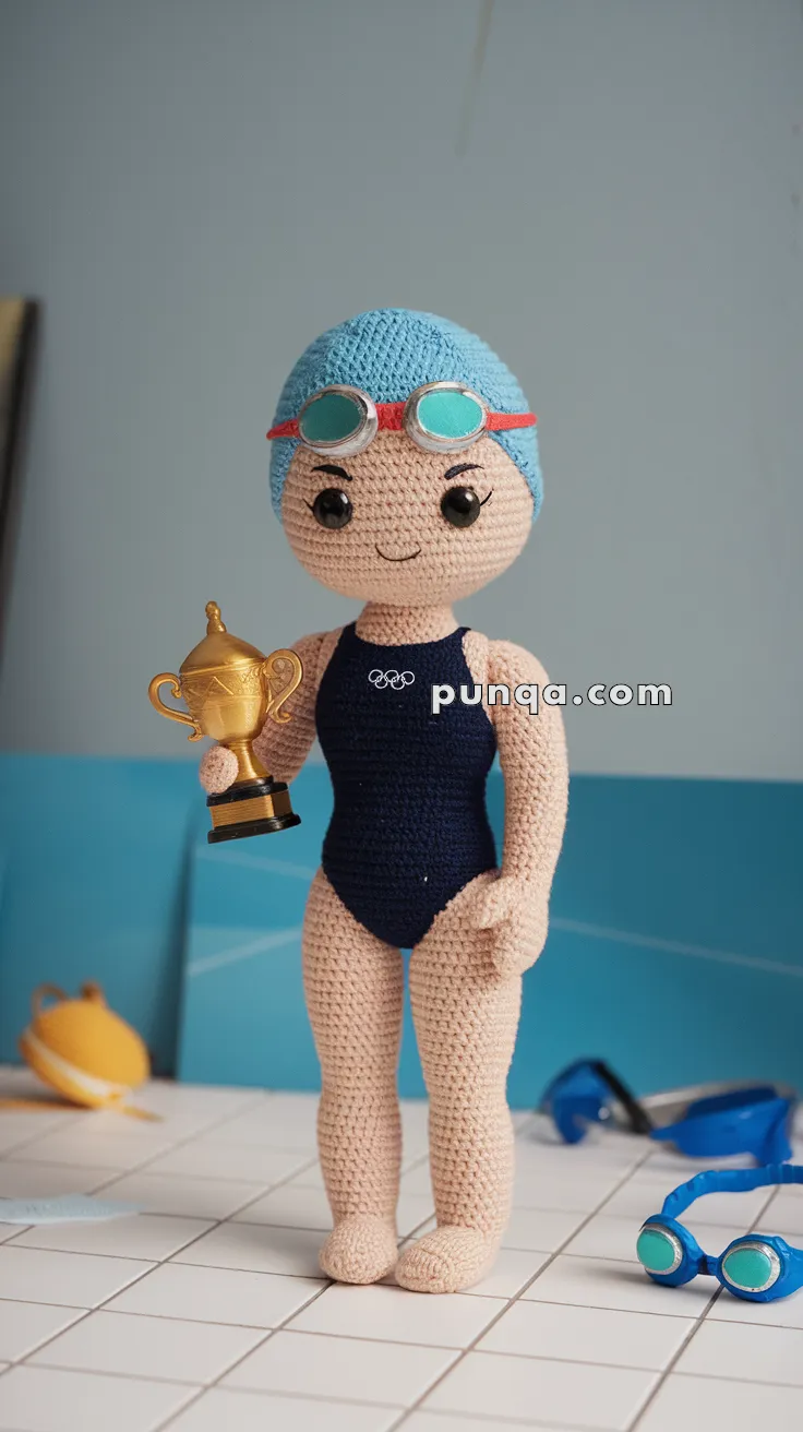 Realistic crochet image for Amigurumi Katie Ledecky - FREE Crochet Pattern