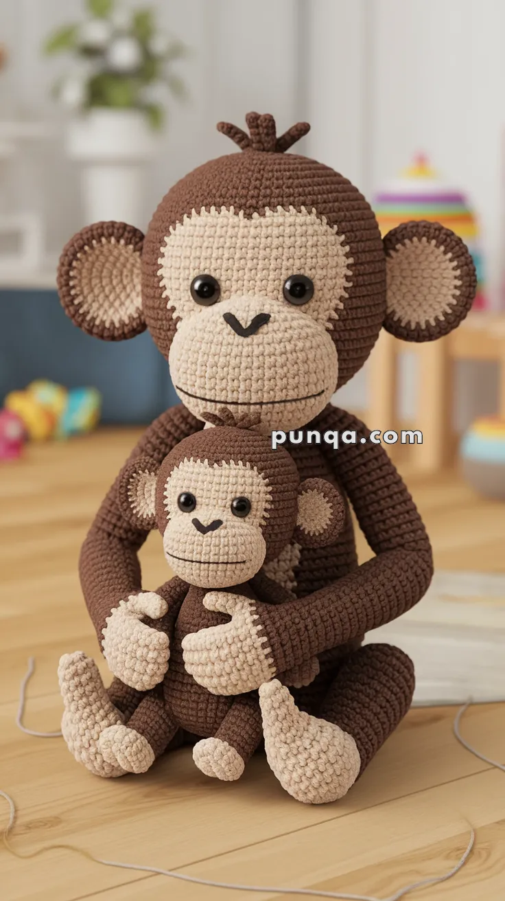 Amigurumi Monkey With Her Infant – FREE Crochet Pattern