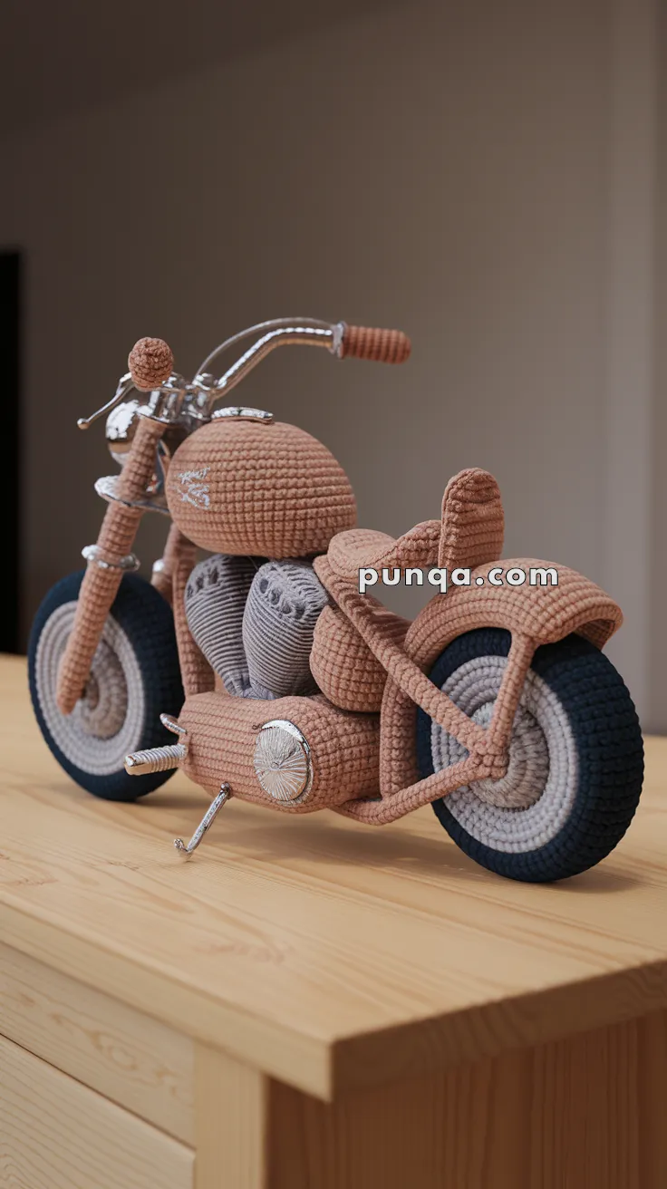 Realistic crochet image for Amigurumi Motorcycle - FREE Crochet Pattern