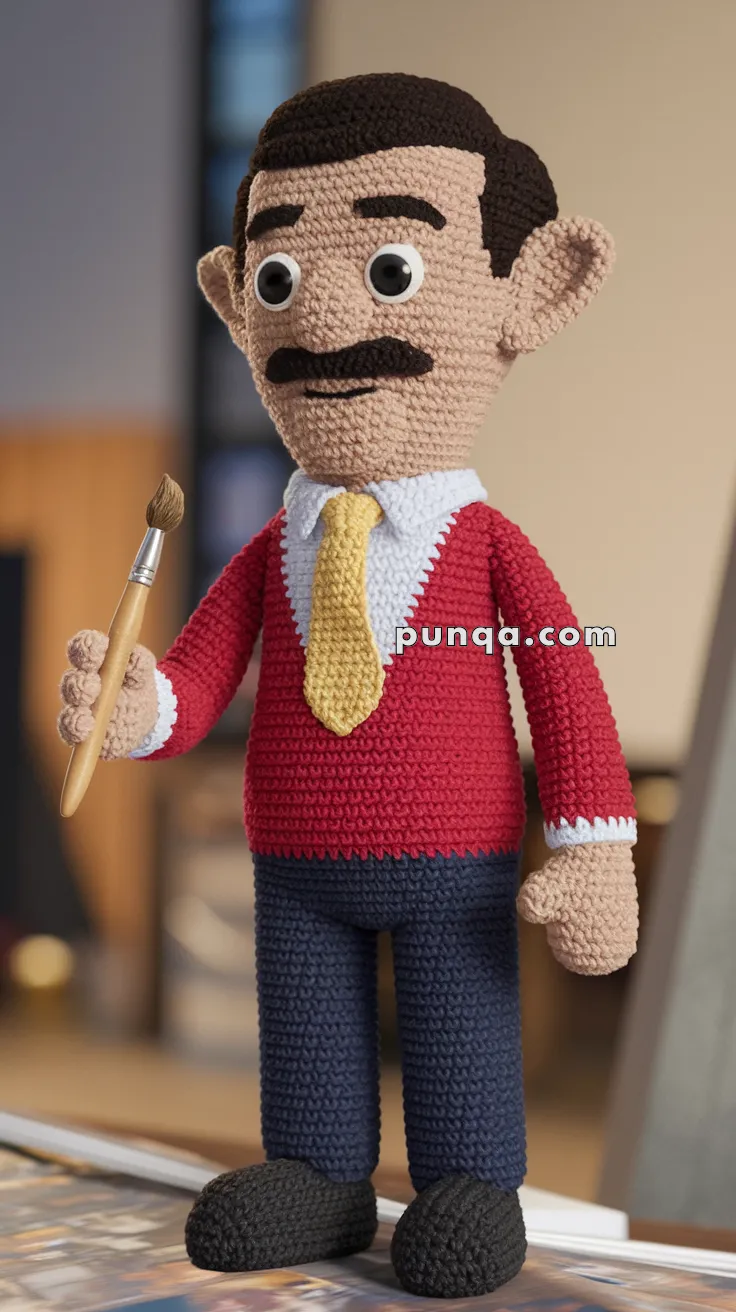 Realistic crochet image for Amigurumi Mr. Bean - FREE Crochet Pattern