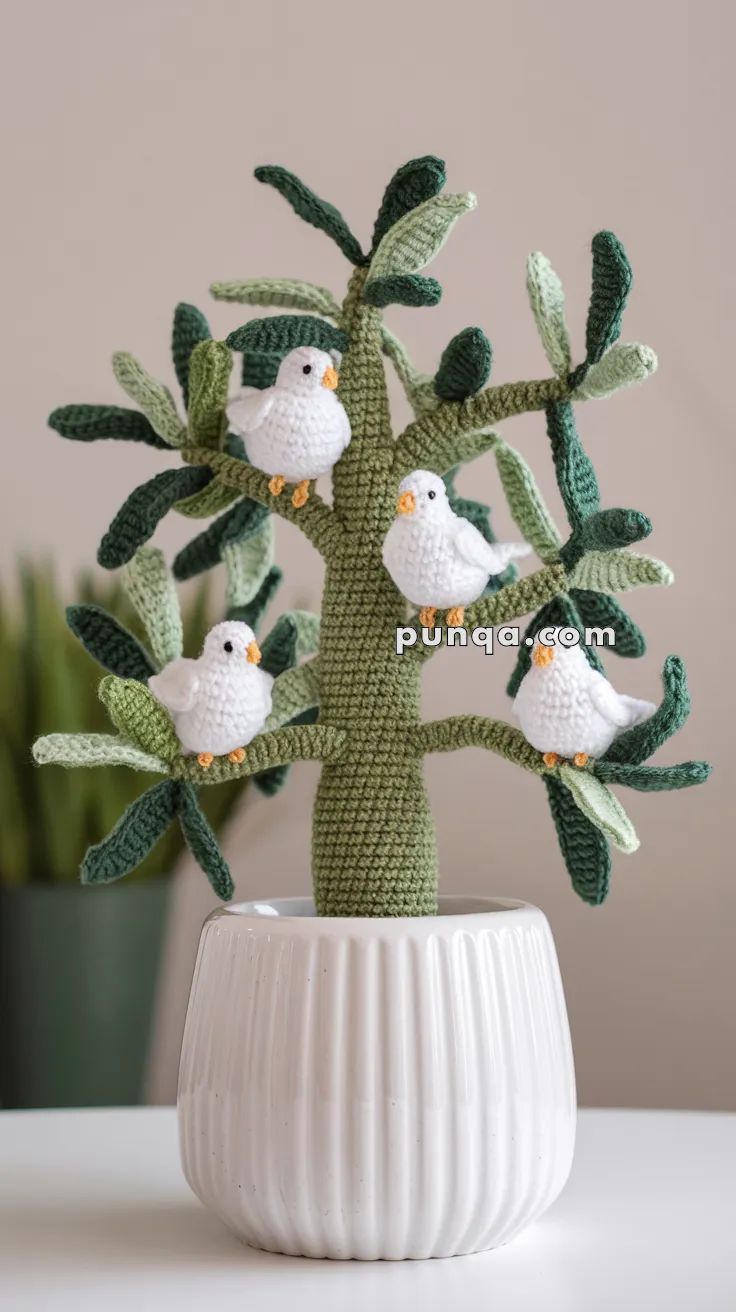 Amigurumi Olive Tree With Mini Doves – FREE Crochet Pattern