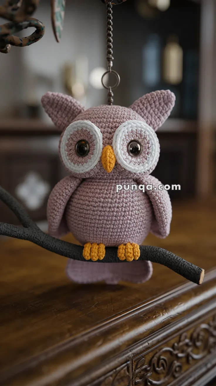 Realistic crochet image for Amigurumi Owl Keychain - FREE Crochet Pattern