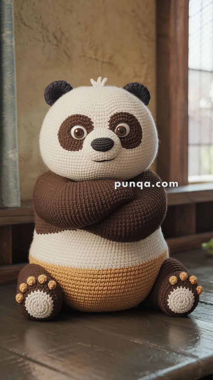 Realistic crochet image for Amigurumi Po (from Kung Fu Panda) - FREE Crochet Pattern