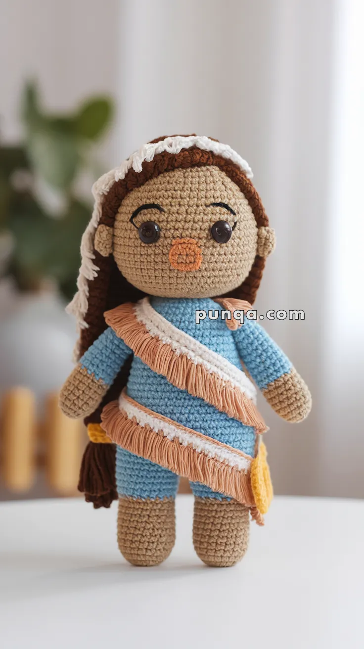 Realistic crochet image for Amigurumi Pocahontas - FREE Crochet Pattern