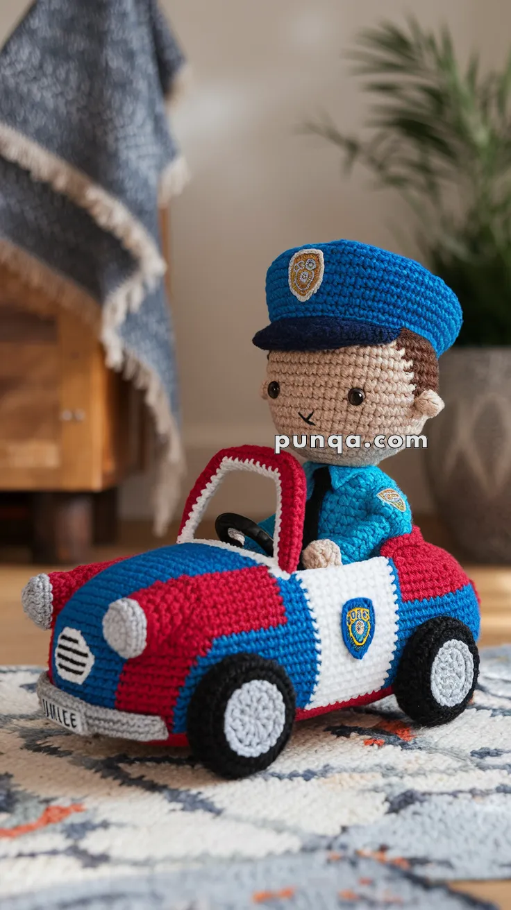 Realistic crochet image for Amigurumi Police Car - FREE Crochet Pattern