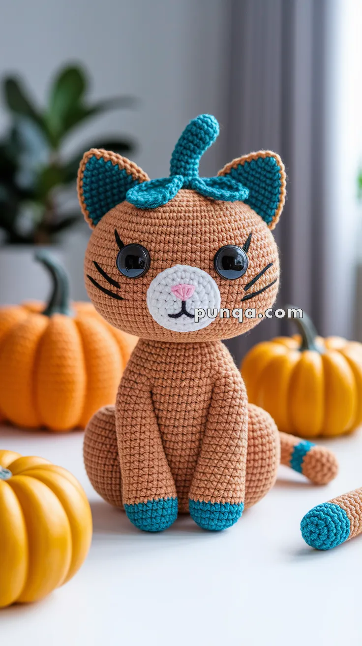 Realistic crochet image for Amigurumi Pumpkin Cat - FREE Crochet Pattern