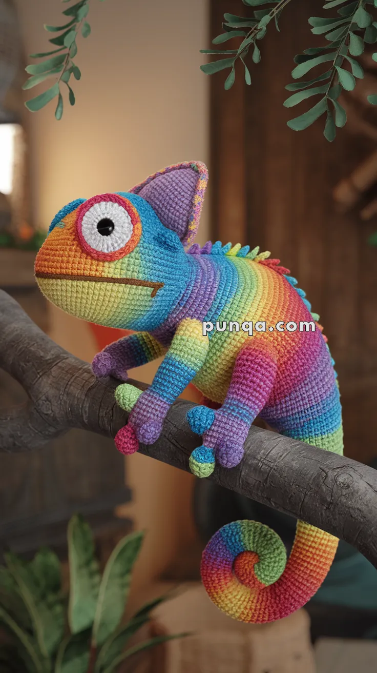 Amigurumi Rainbow Chameleon – FREE Crochet Pattern